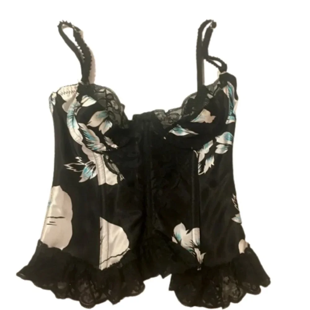 Corset Mara Intimates Vintage 90s Bustier Black Lace Floral Boning 34 B/C - Picture 5 of 8